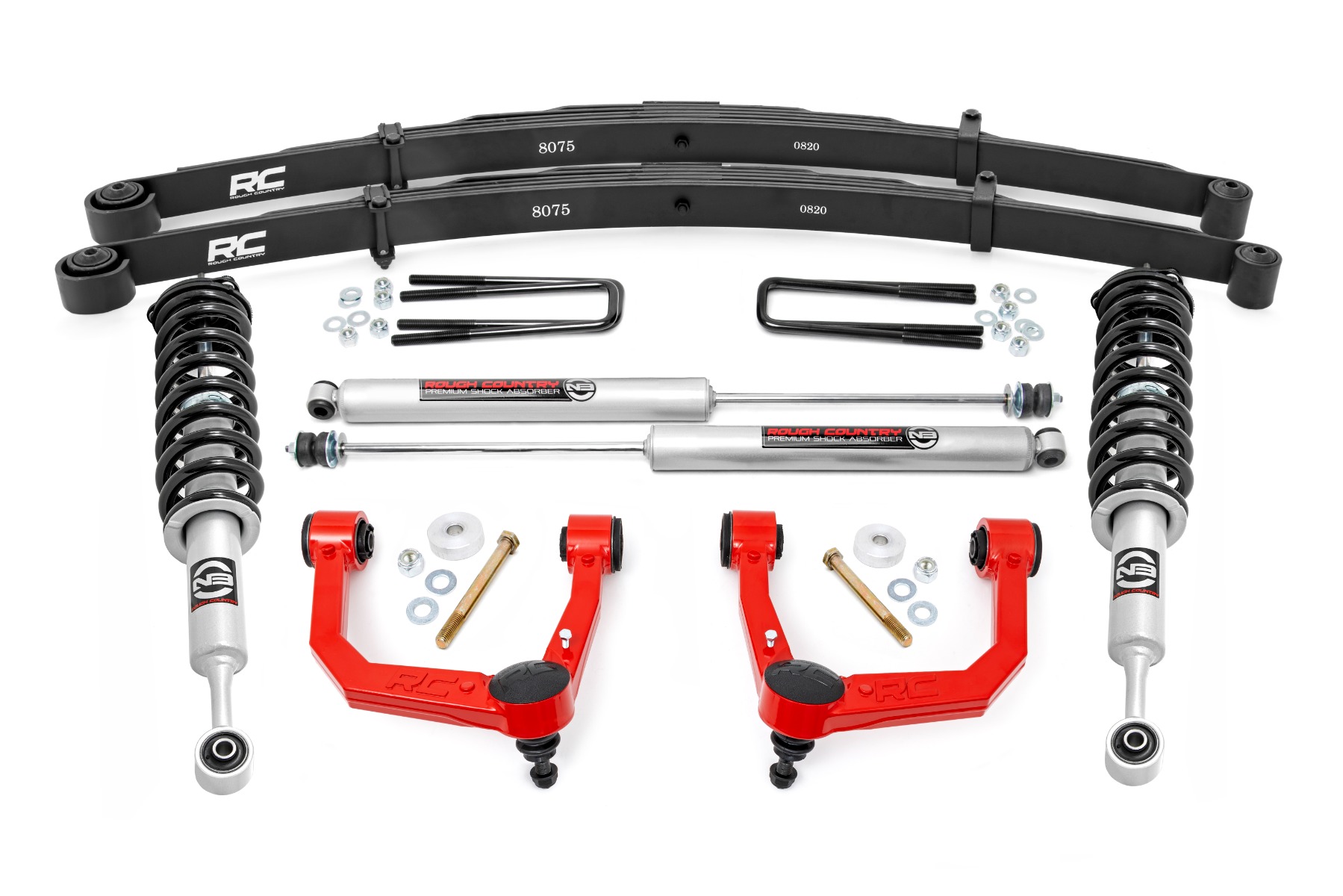 3,5-Zoll-Lift Kit | Rote obere Federbeine | N3-Federbeine | Toyota Tacoma 2WD/4WD (2005–2023)