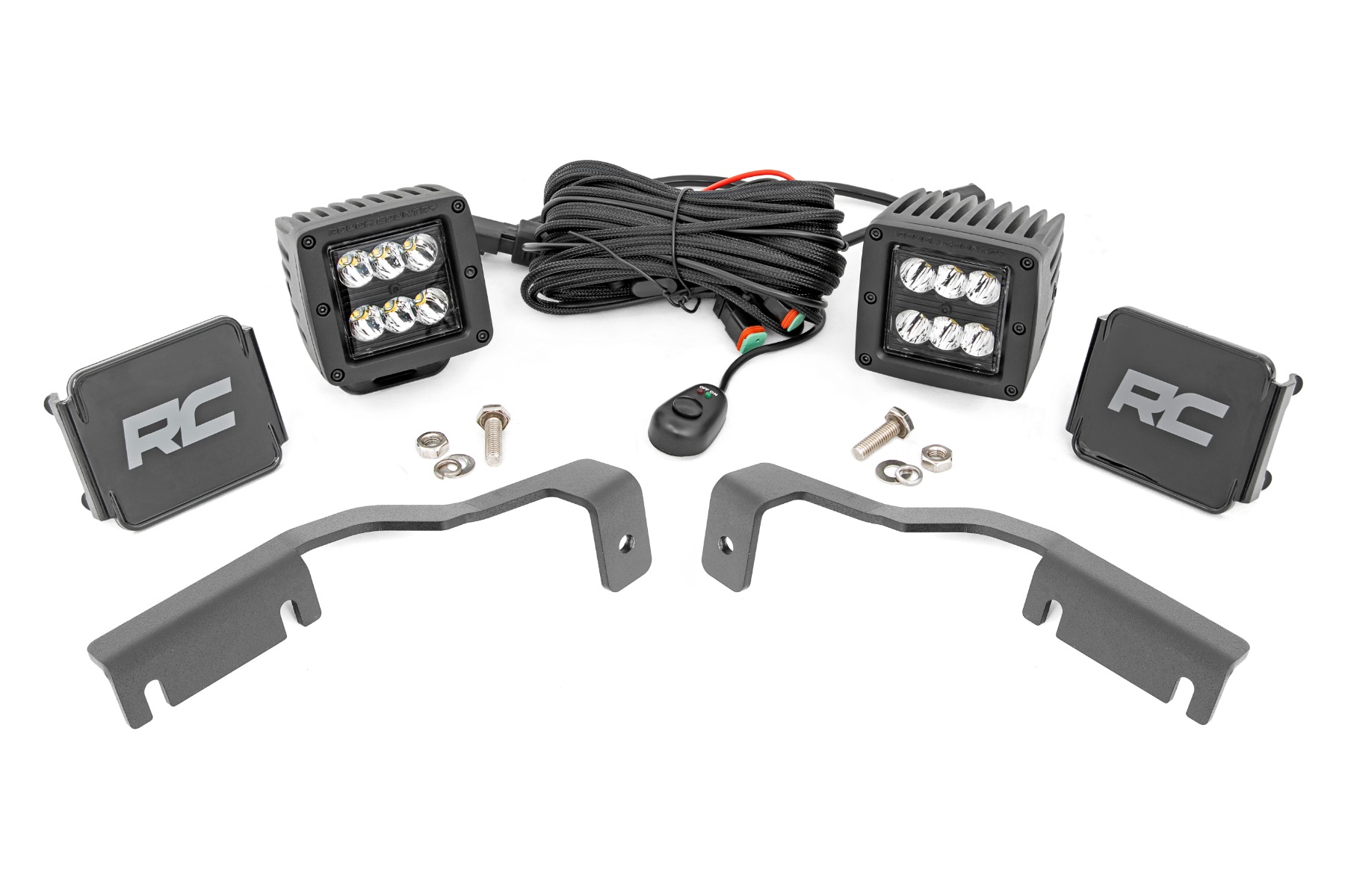 LED-Beleuchtungsset | Befestigung an der Seitenleiste | 2 Zoll Schwarz, Paar | Spot | Nissan Frontier (22–26)