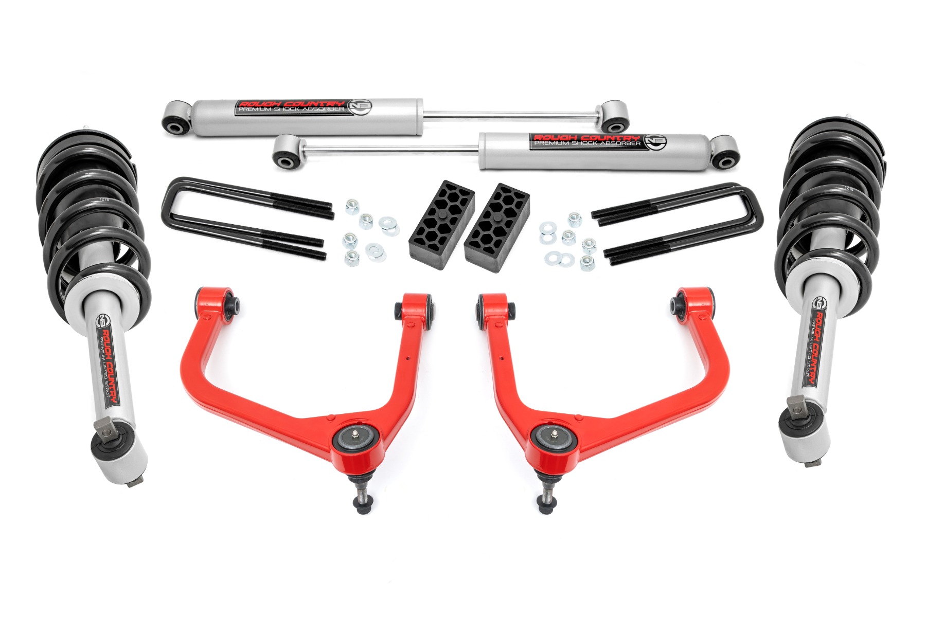 3,5-Zoll-Lift Kit | N3-Federbeine | GMC Sierra 1500 2WD/4WD (2019–2024) | Rote Ausführung