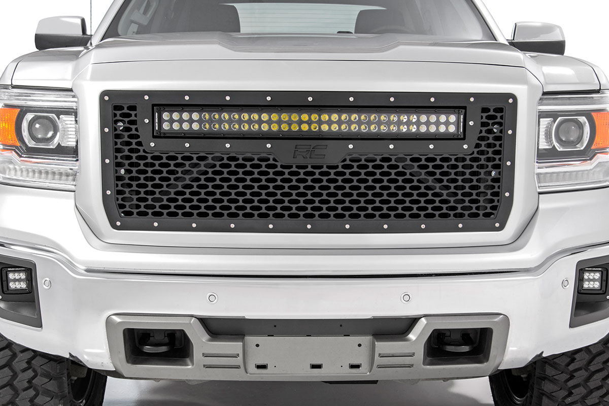 Kühlergrill | 30 Zoll Zweireihige LED-Leuchten | Schwarz | Weiße Tagfahrleuchten | GMC Sierra 1500 (2014–2015) — Bild 4