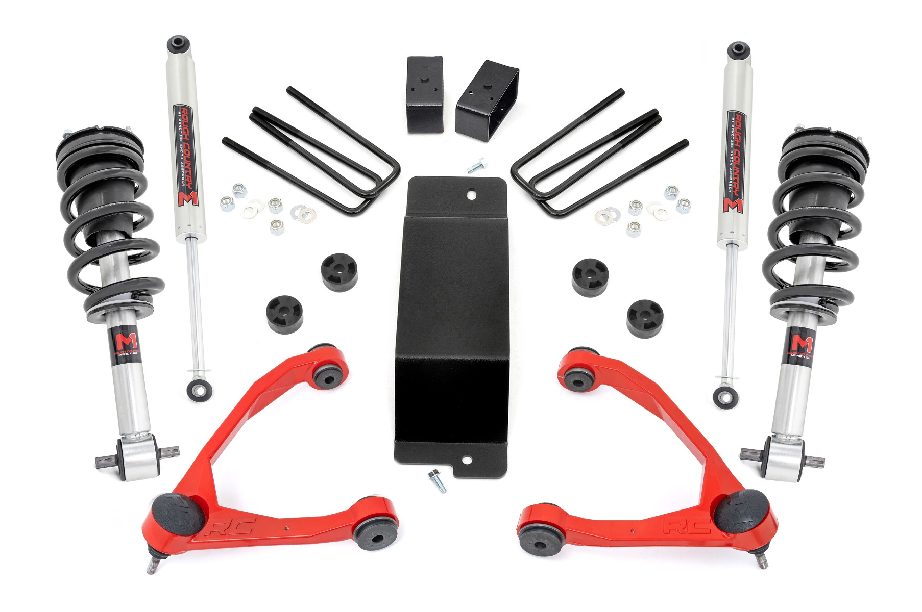 3,5-Zoll-Lift Kit | Obere Querlenker | M1-Federbeine | Chevy/GMC 1500 (07–13) | Rote Ausführung
