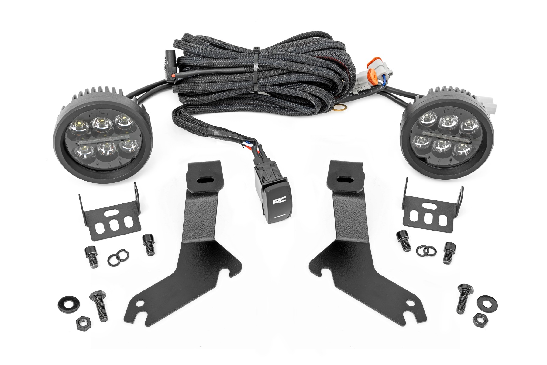 LED-Beleuchtungsset | Einbau in die Achsverkleidung | Black Series Round | 3,5 Zoll | Gelbes Tagfahrlicht | Chevy 1500 (99–06)