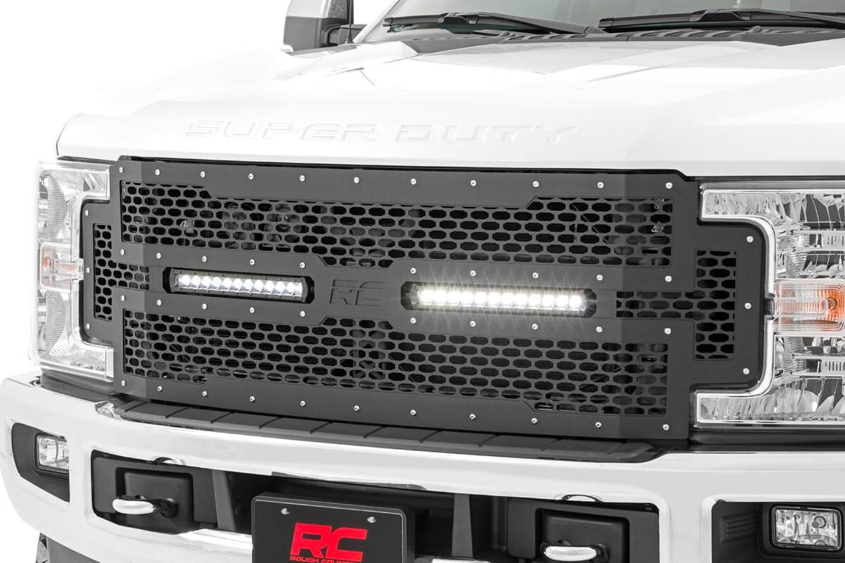 Kühlergrill aus Gitter | 12 Zoll Zweireihige LED-Leuchten | Schwarz | Ford F-250/F-350 Super Duty (17–19) — Bild 3