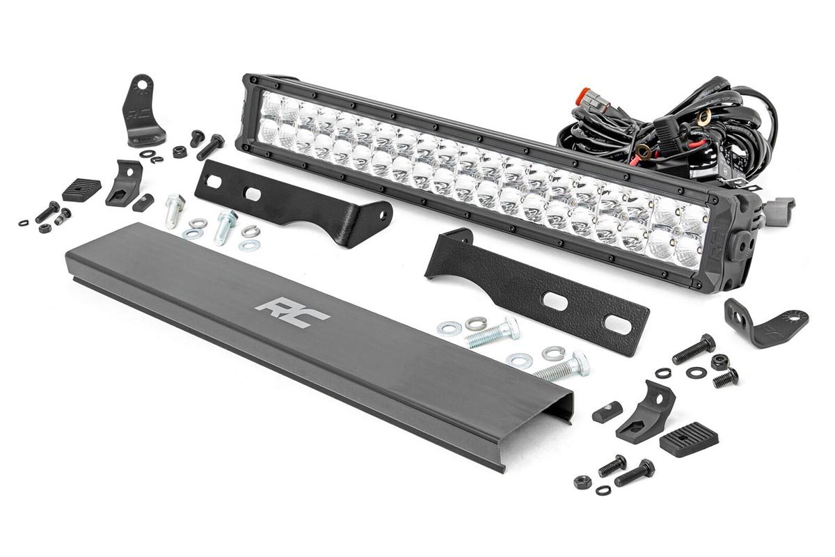 LED-Beleuchtungsset | Stoßstangenmontage | 20 Zoll Chrom, zweireihig | Gelbe Tagfahrleuchten | Jeep Grand Cherokee WK2 (2011–2020)