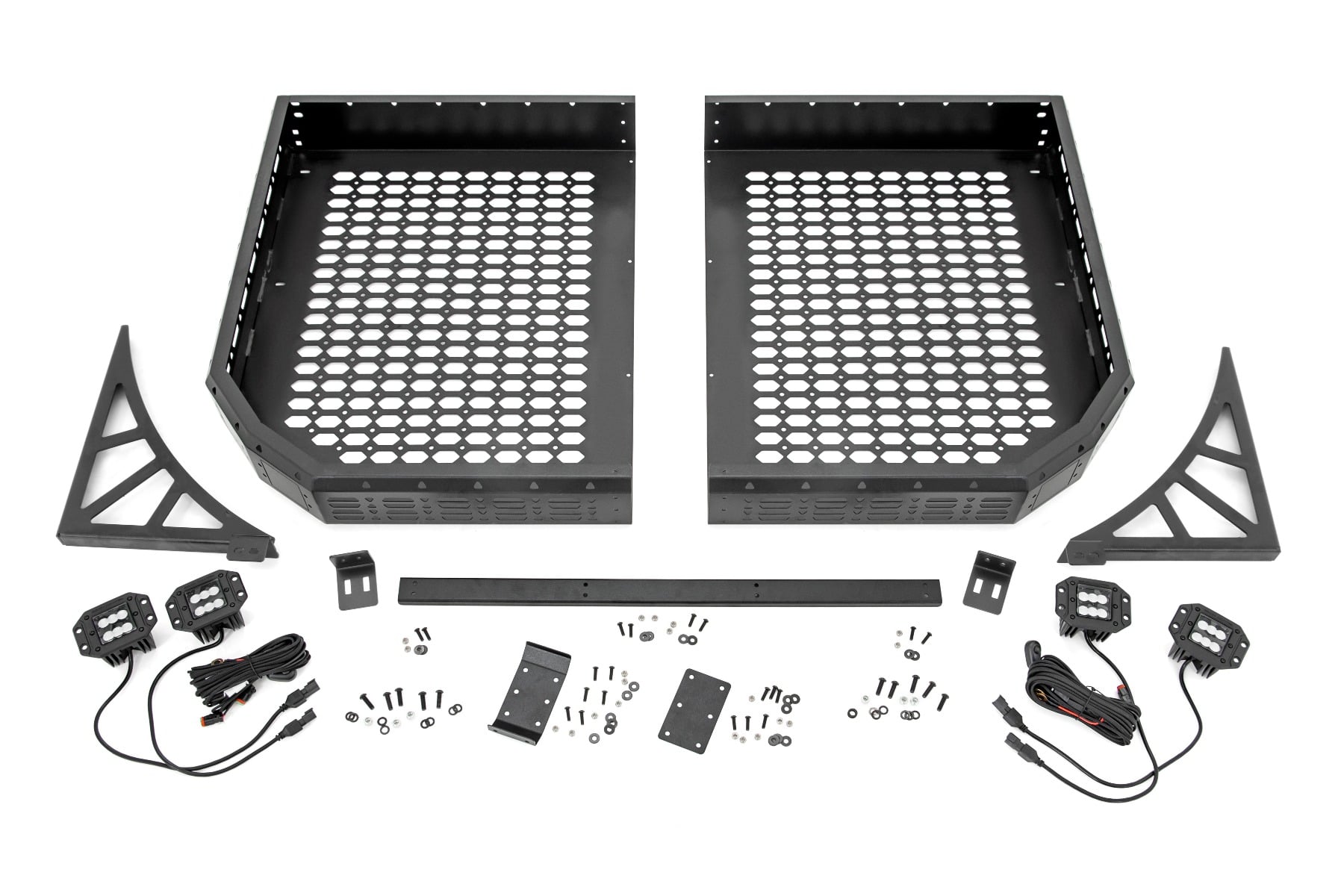 Gepäckträger | Dual 2 Zoll Schwarze LED-Paare | Unterputzmontage | Polaris Ranger XP 1000