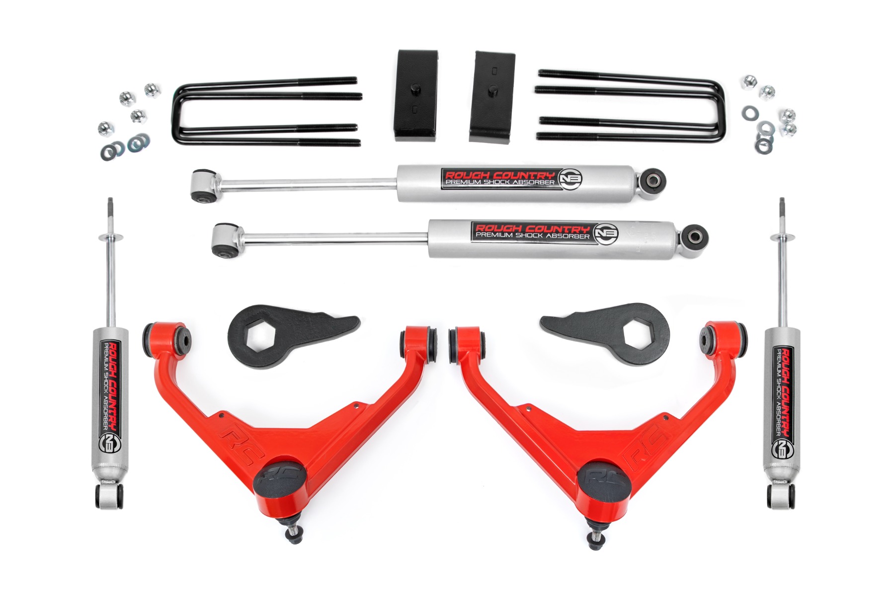 3-Zoll-Lift Kit | FK/FF-Code | Chevy/GMC Sierra/Silverado 2500 HD, Suburban/Yukon XL 2500 (01–10) | Rote Ausführung