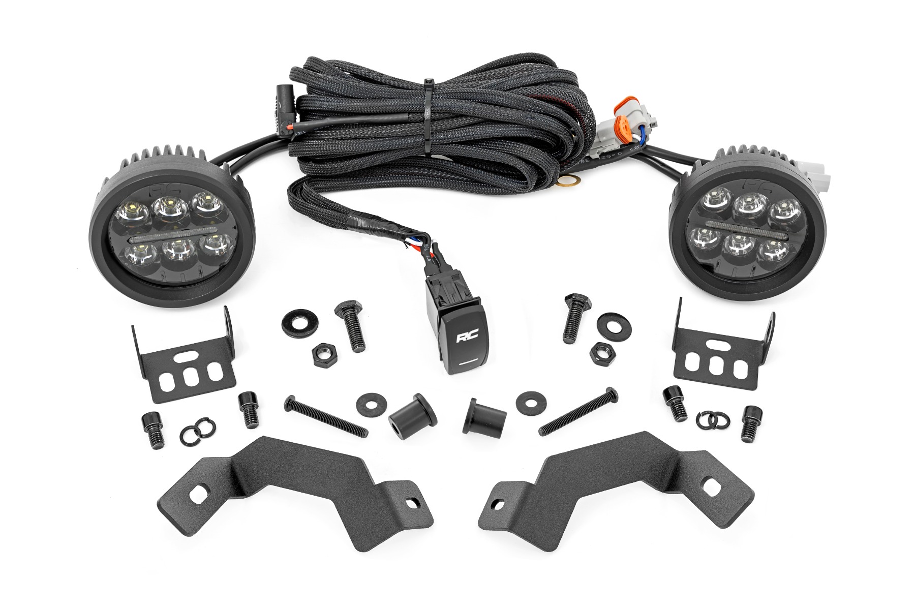LED-Beleuchtungsset | Ditch-Montage | Black Series, rund | 3,5 Zoll | Gelbes Tagfahrlicht | Toyota LandCruiser (2024)