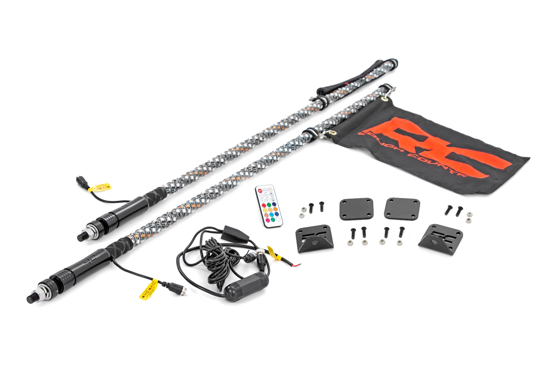Peitschenhalterung | Ladefläche | 4' Mehrfarbiges LED-Peitschenpaar | Honda Talon 1000