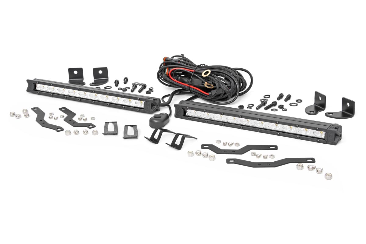 LED-Beleuchtungsset | Montage am Kühlergrill | 10 Zoll Chrom, schlanke Ausführung, Paar | Ford F-150 (18–20)