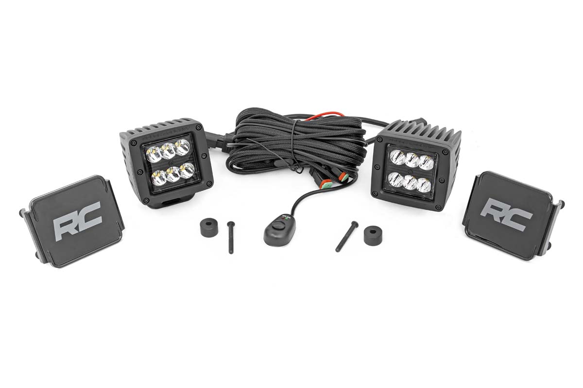 LED-Beleuchtungsset | Montage an der Motorhaube | 2 Zoll Schwarz, Paar | Jeep Gladiator JT/Wrangler JL (18–26)