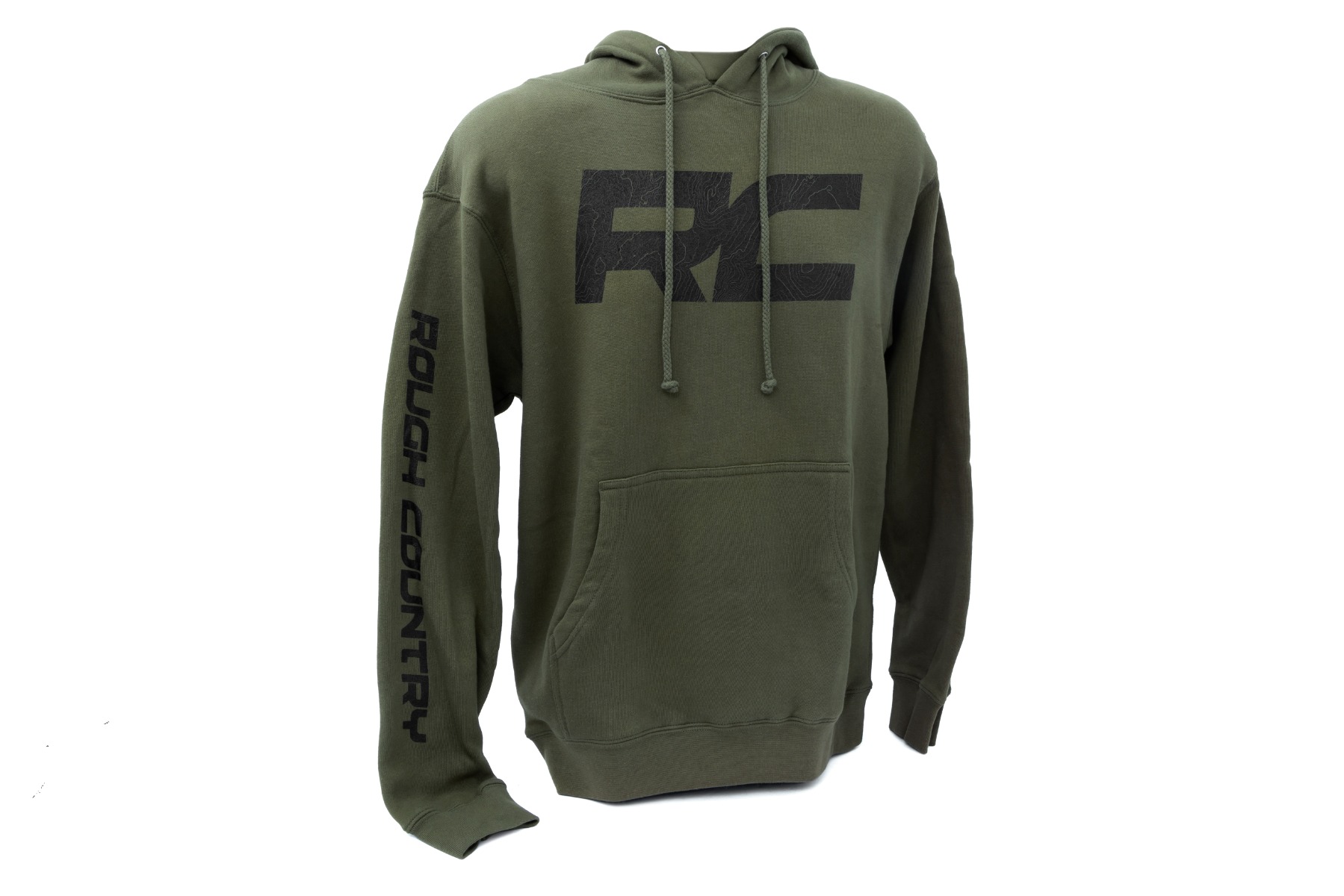 Rough Country Hoodie | RC Topographical Sleeve | Armeegrün | LG
