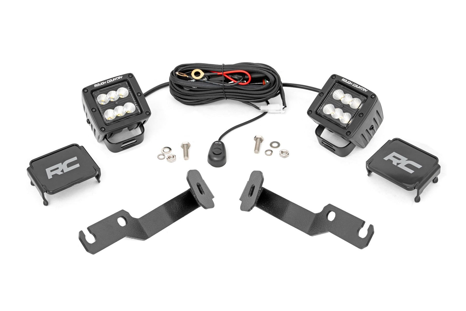 LED-Beleuchtungsset | Befestigung an der Seitenleiste | 2 Zoll Schwarz, Paar | Flutlicht | Toyota Tacoma (05–15)