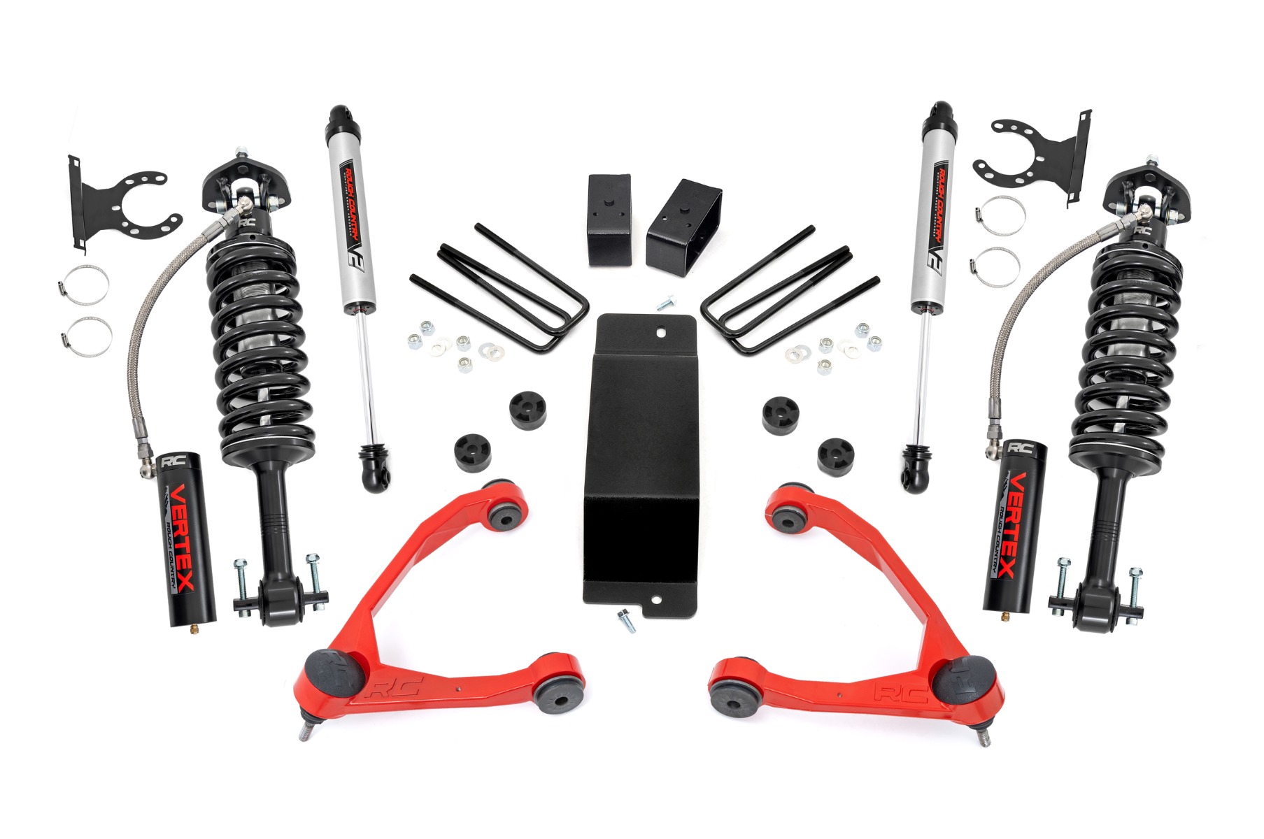 3,5-Zoll-Lift Kit | Geschmiedete obere Querlenker | Vertex/V2 | Chevy/GMC 1500 (07–16) | Rote Ausführung
