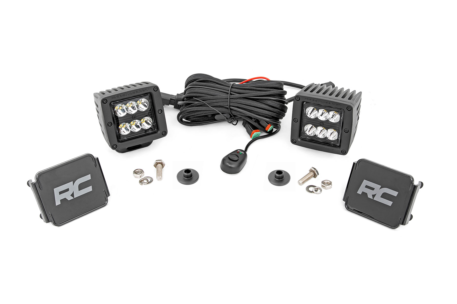 LED-Beleuchtungsset | Einbau in die Rinne | 2" Schwarz, Paar | Spot-Lichtverteilung | Ford Bronco (21–26)