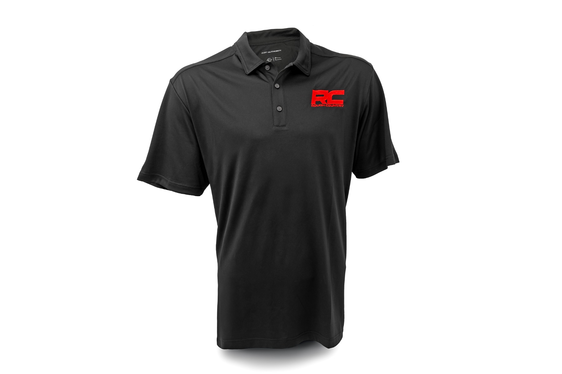 Rough Country Polo | Rough Country-Logo | Schwarz | Feuchtigkeitsableitend | Größe L