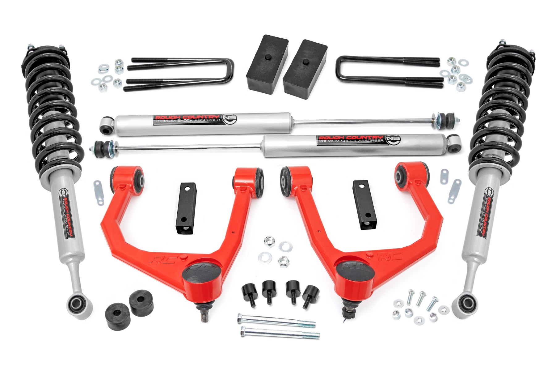 3,5-Zoll-Lift Kit | N3-Federbeine | Toyota Tundra 2WD/4WD (2007–2021) | Rote Ausführung
