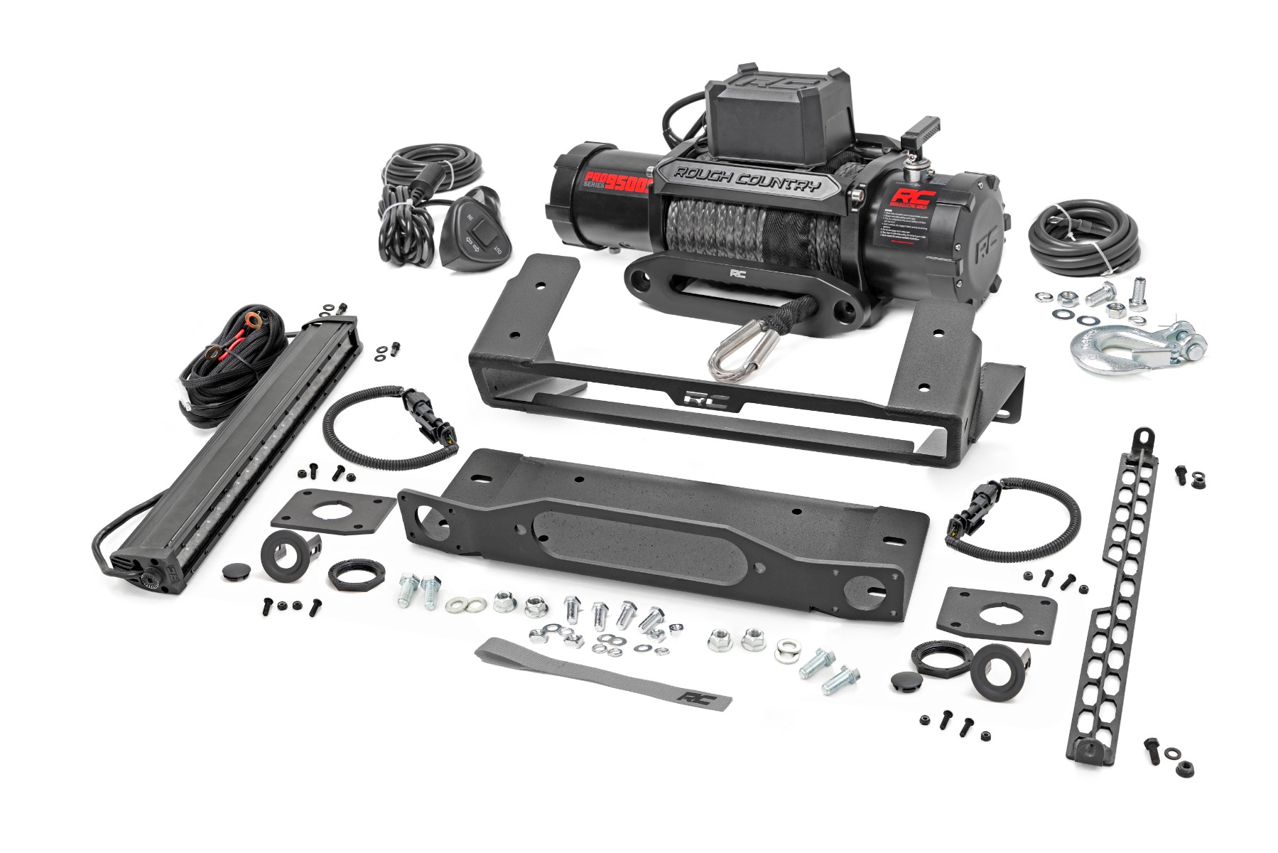 High Winch Mount | All Models | 9500S | 20 Inch Black Single Row LED | Ford Bronco (21-26)
