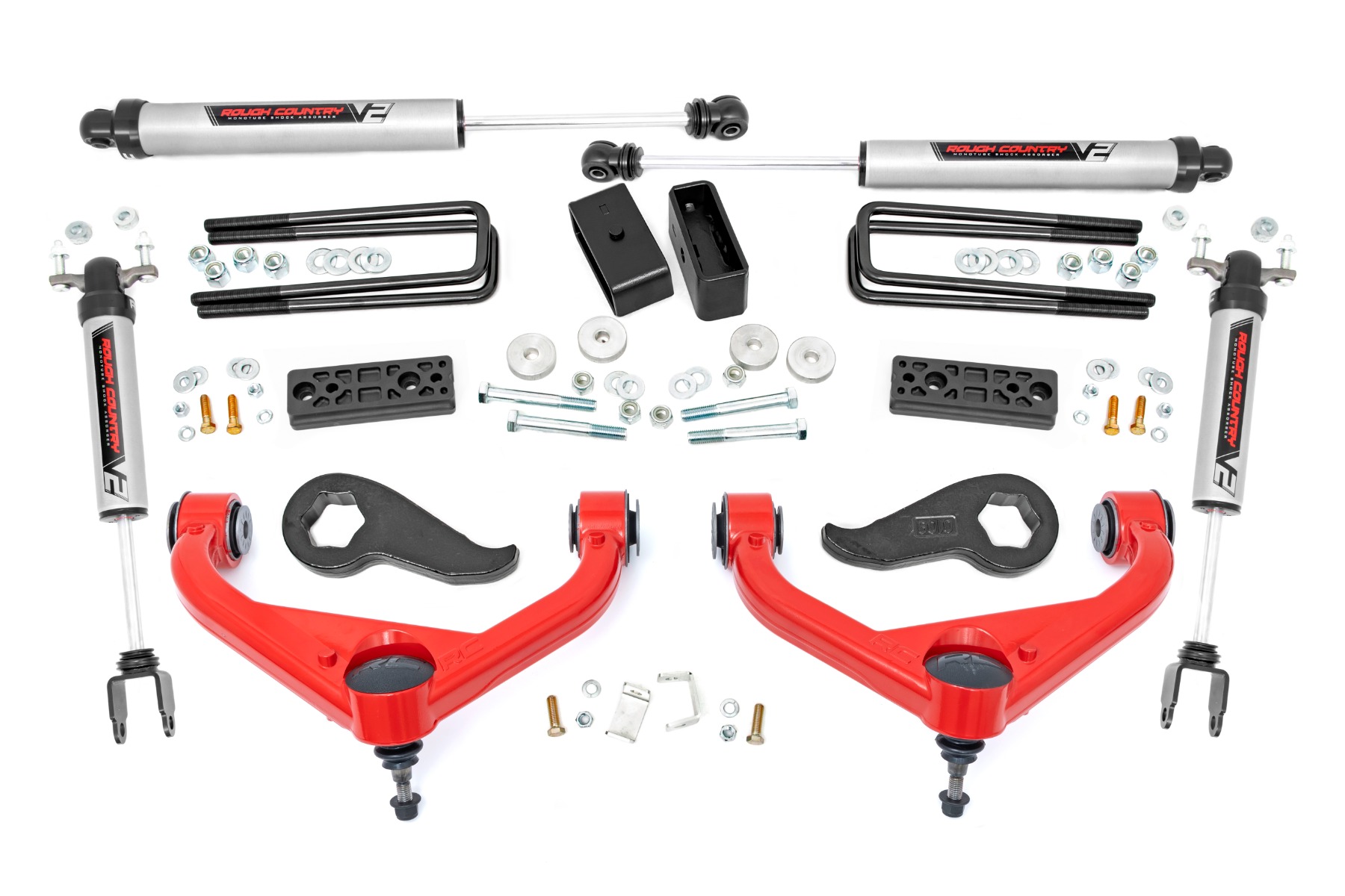 3-Zoll-Lift Kit | Obere Querlenker | V2 | Chevy/GMC 2500HD/3500HD (20–26) | Rote Ausführung