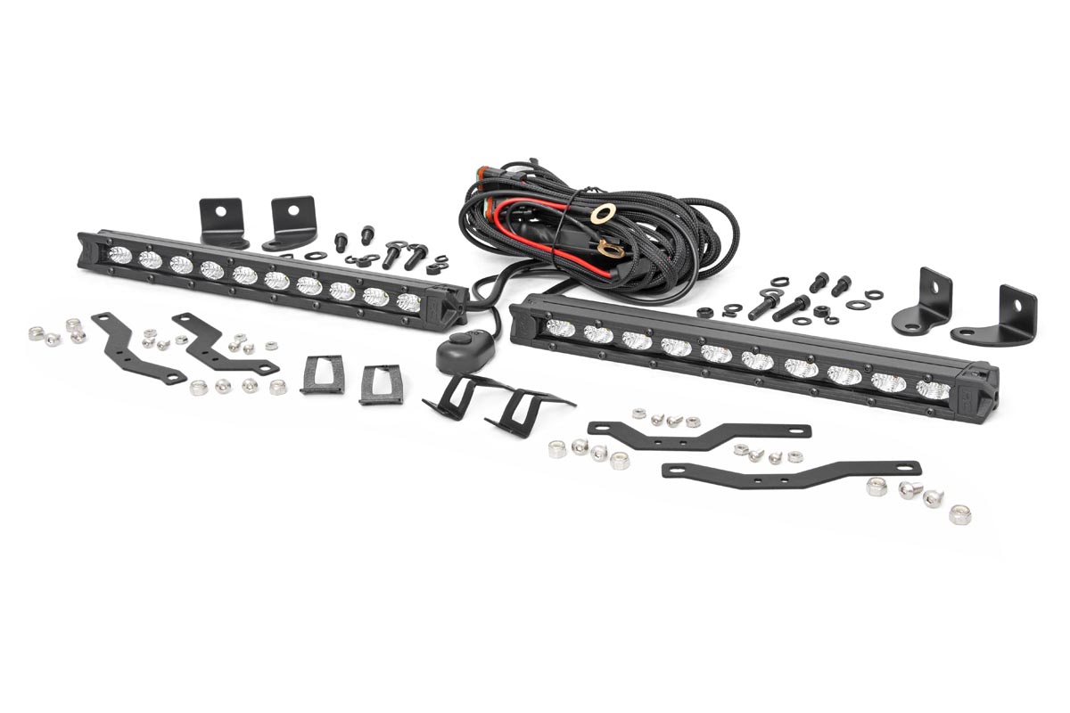 LED-Beleuchtungsset | Montage am Kühlergrill | 10 Zoll Schwarzes Slimline-Paar | Ford F-150 (18–20)