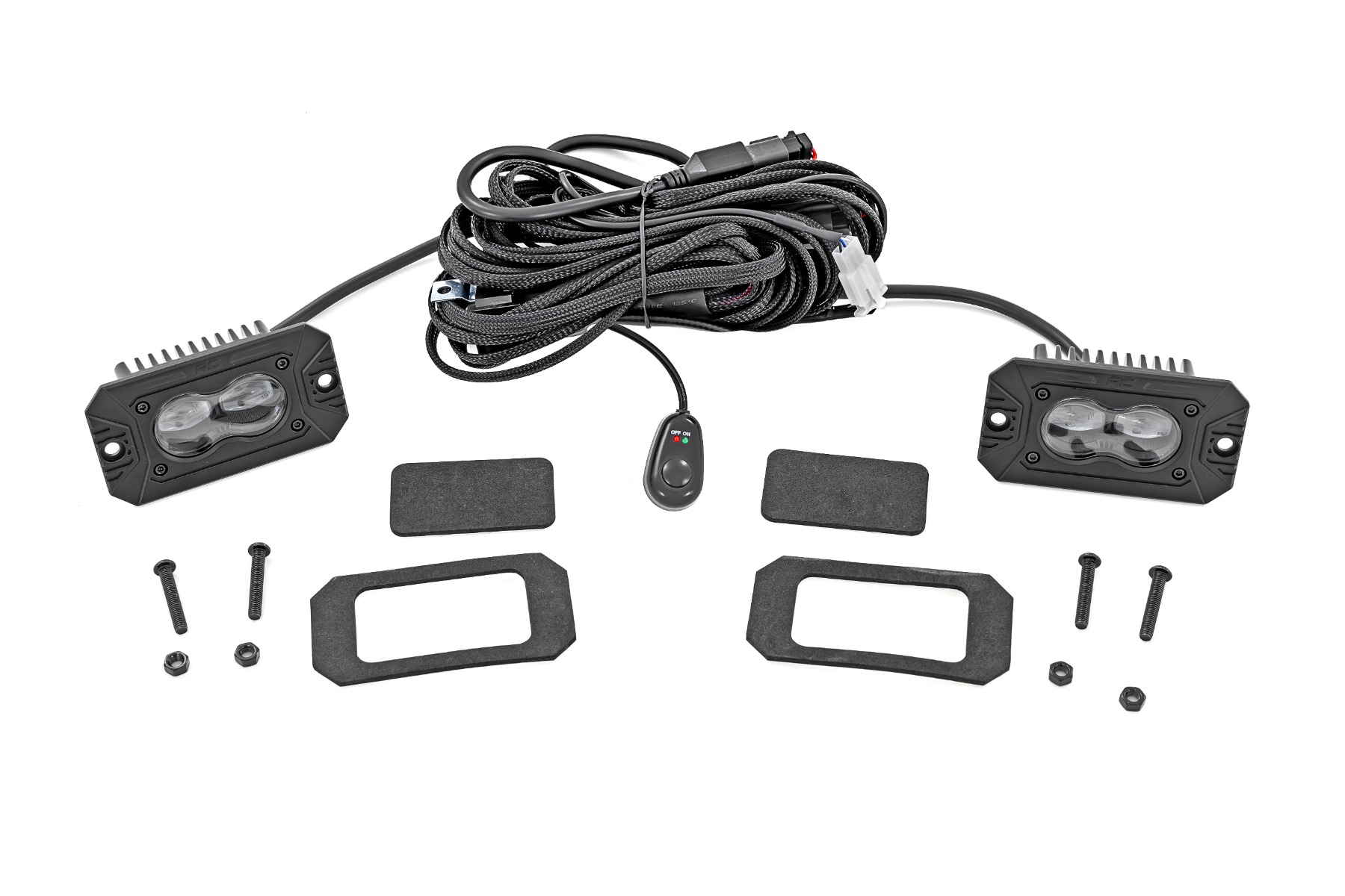3x1,75 Zoll Black Series | Gelb | LED Slim Aux | SAE-Nebelscheinwerfer | Bündiger Einbau | Paar