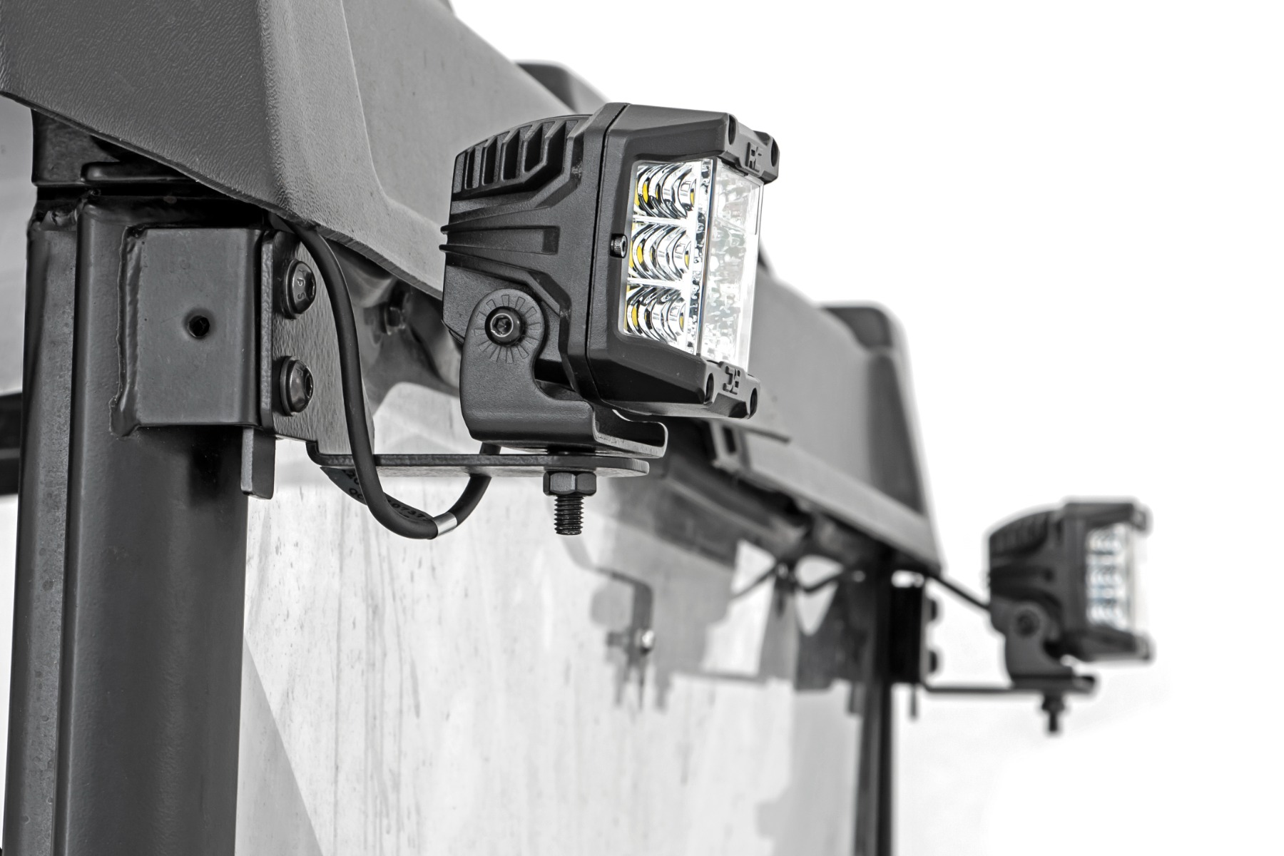 LED-Leuchte | RR-Käfighalterung | 2 Zoll Schwarzes Flutlicht-Paar | Polaris Ranger 1000/Ranger XP 900/1000 — Bild 2