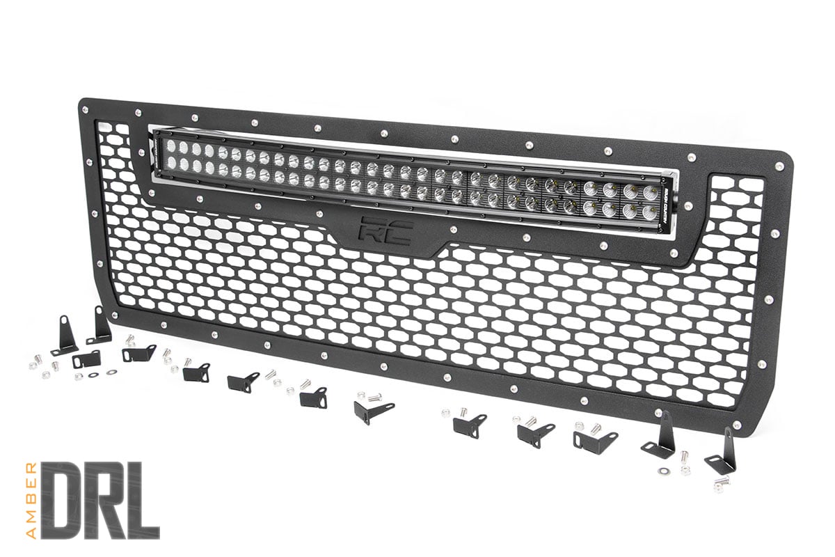 Mesh Grille | 30" Dual Row LED | Black | Amber DRL | GMC Sierra 1500 (14-15) — Bild 7