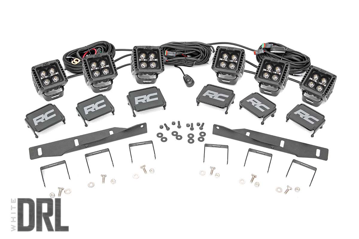 LED-Bausatz | Nebelscheinwerferhalterung | Dreifach 2" Schwarz, Paar | Weiße Tagfahrleuchten | Ford Raptor (17–20) — Bild 2