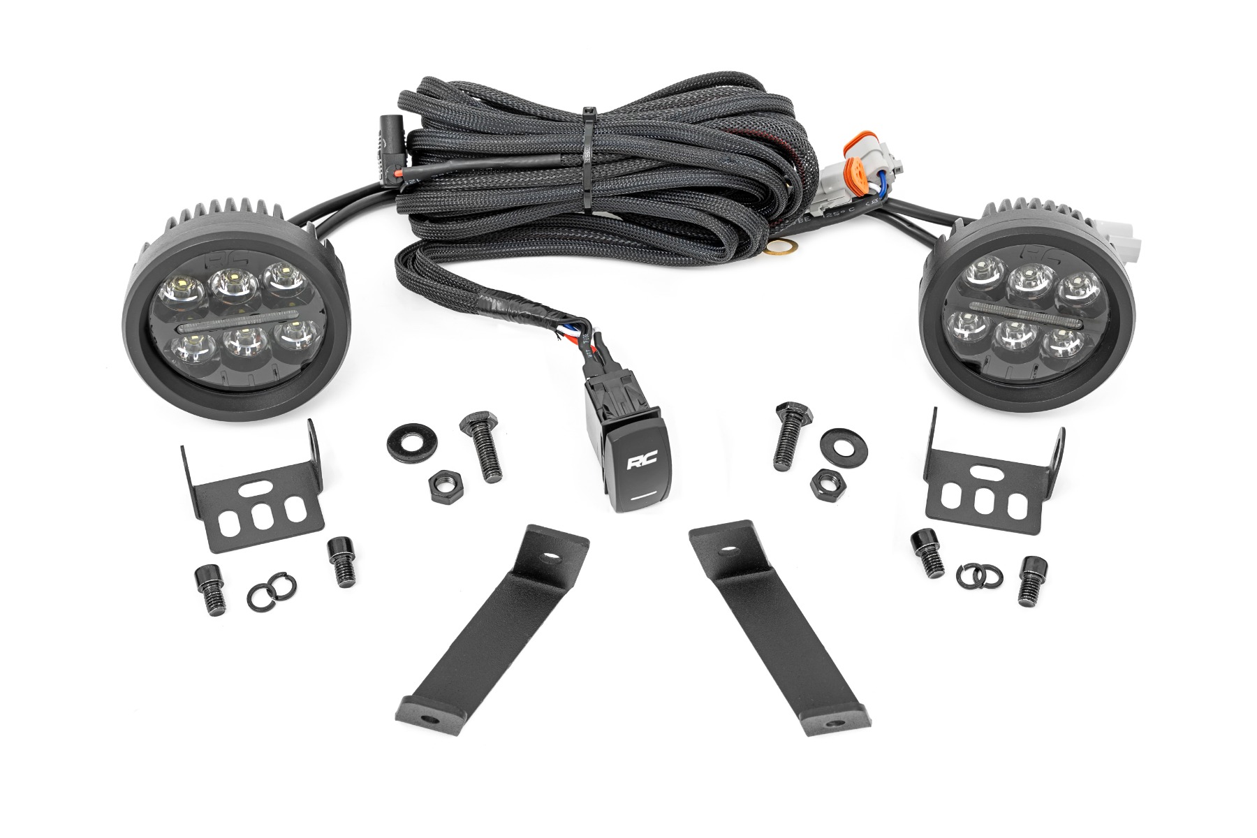 LED-Beleuchtungsset | Einbau in die Achsverkleidung | Black Series Round | 3,5 Zoll | Gelbes Tagfahrlicht | Jeep Cherokee KL (2014–2021)