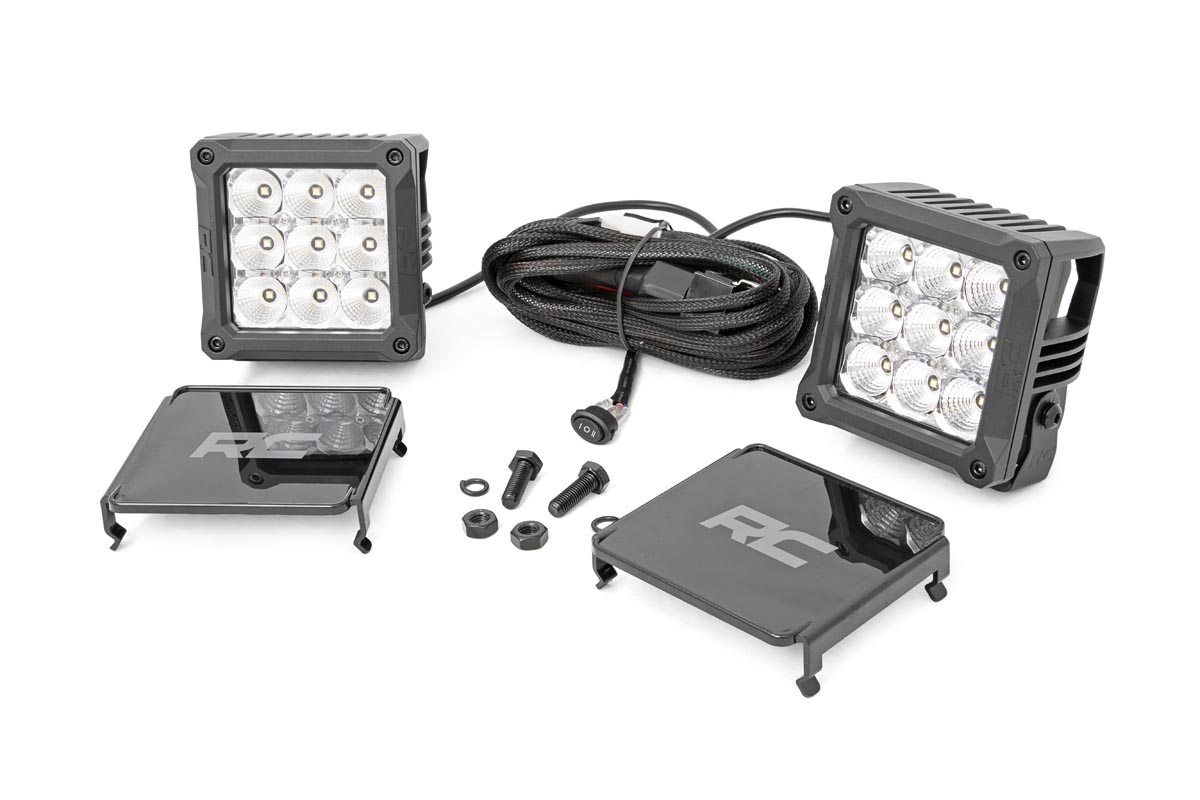 4-Zoll-LED-Lichtmodule der Chrome-Serie | Quadratisch | Weiße Tagfahrleuchten | Paar