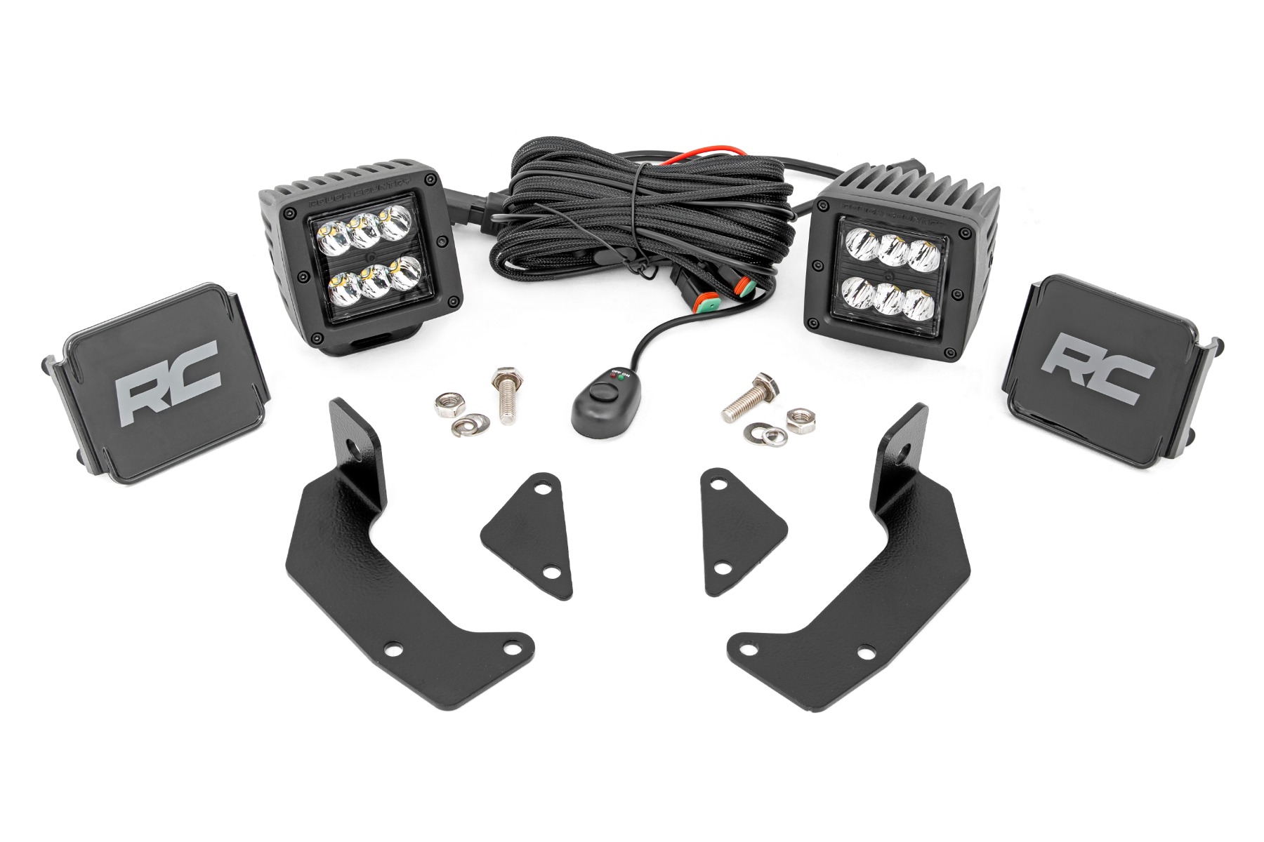 LED-Beleuchtungsset | Befestigung am Schutzbügel | 2 Zoll Schwarzes Paar | CFMOTO UFORCE 1000