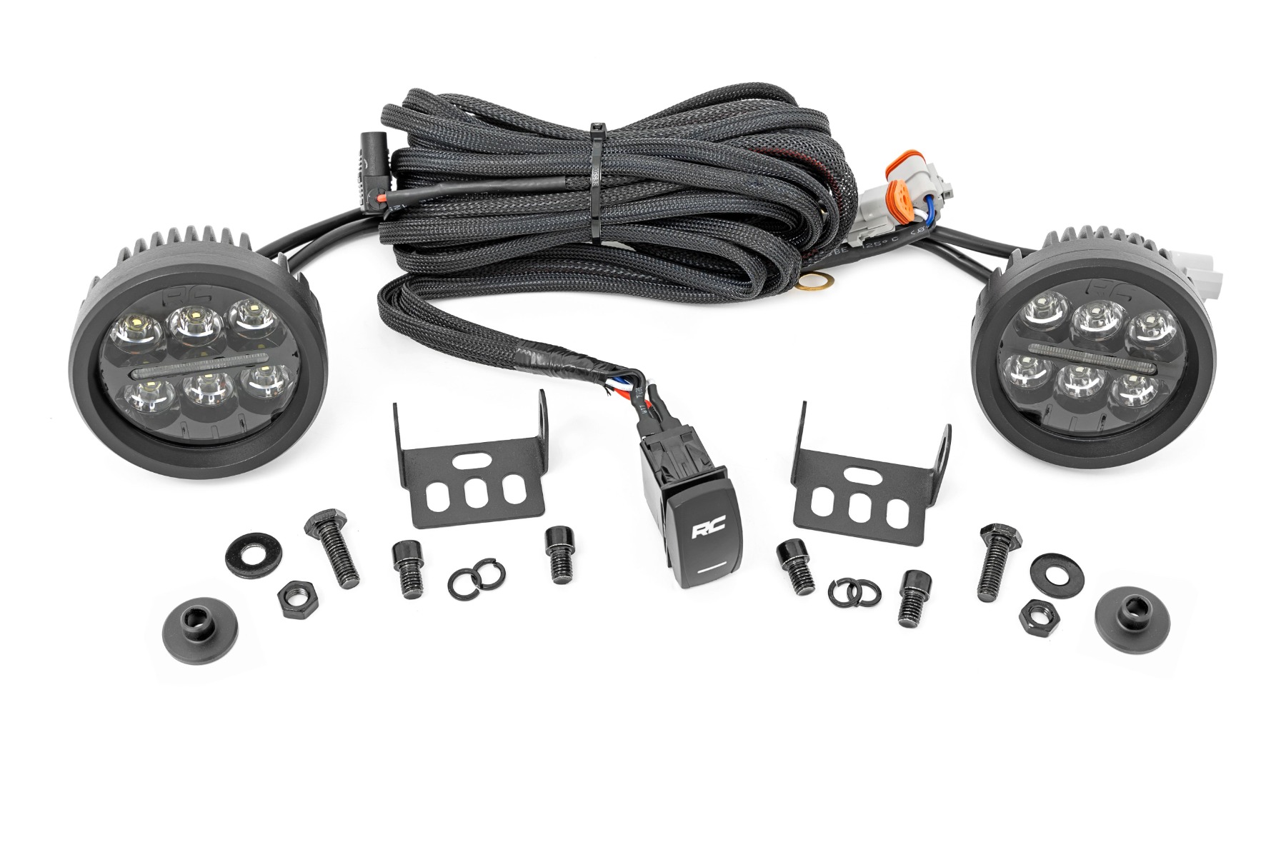 LED-Beleuchtungsset | Einbau in die Seitenleiste | 3,5 Zoll Schwarzes, rundes Paar | Gelbe Tagfahrleuchten | Ford Bronco (21–26)