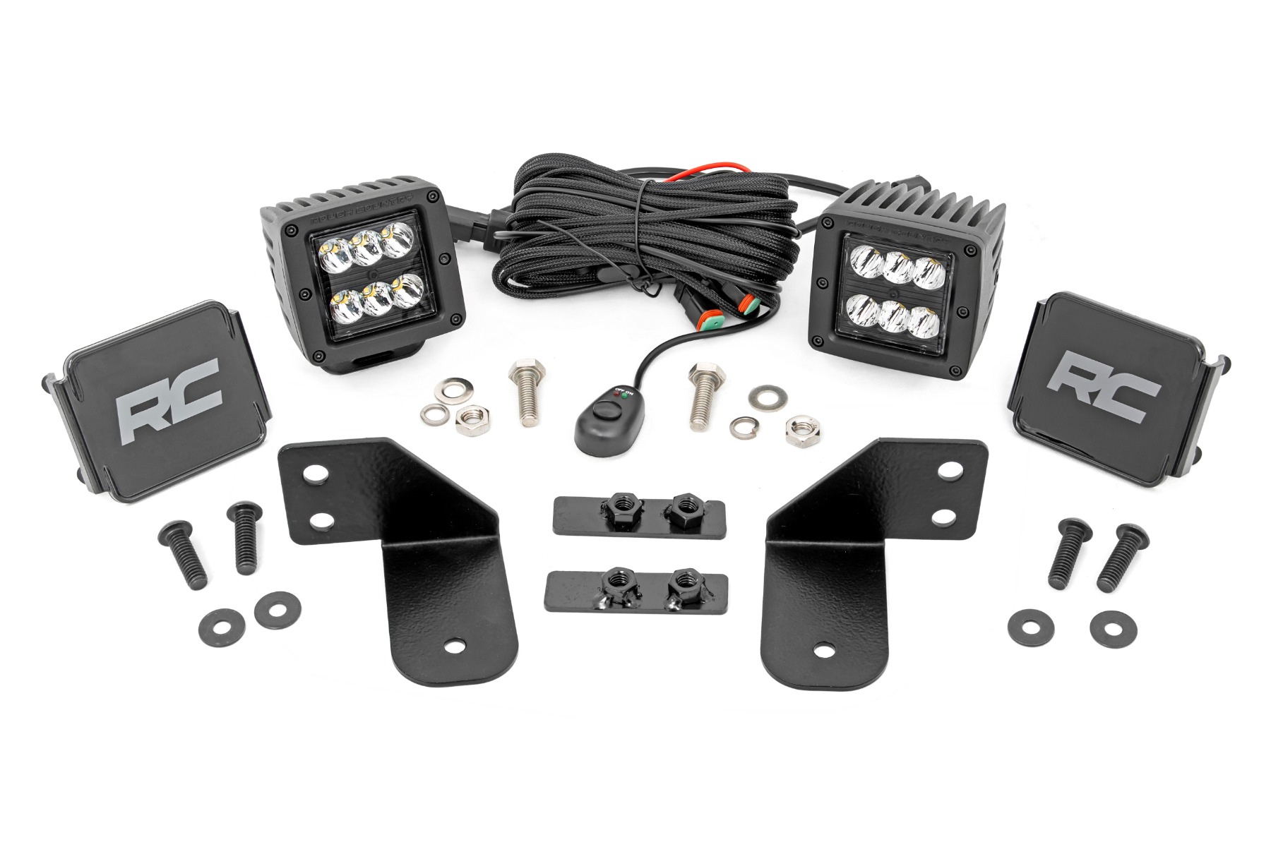 LED-Leuchte | RR-Käfighalterung | 2 Zoll Black Spot, Paar | Polaris Ranger 1000/Ranger XP 900/1000