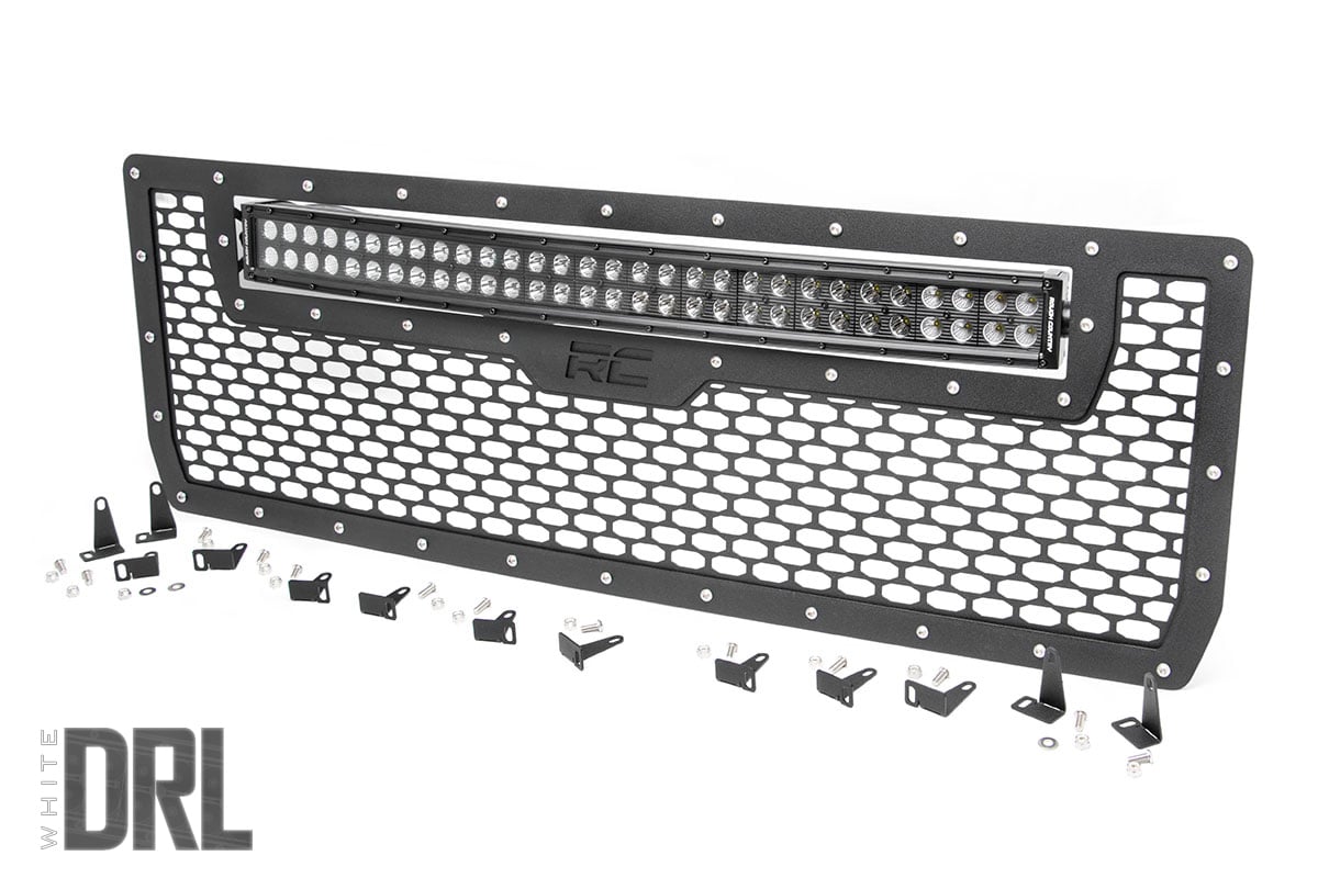 Kühlergrill | 30 Zoll Zweireihige LED-Leuchten | Schwarz | Weiße Tagfahrleuchten | GMC Sierra 1500 (2014–2015)