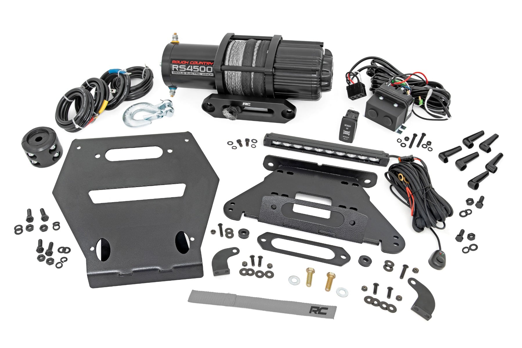 LED-Leuchte | Seilwinde | RS4500S | 10 Zoll Schwarz, schlanke Ausführung | Polaris RZR Pro R