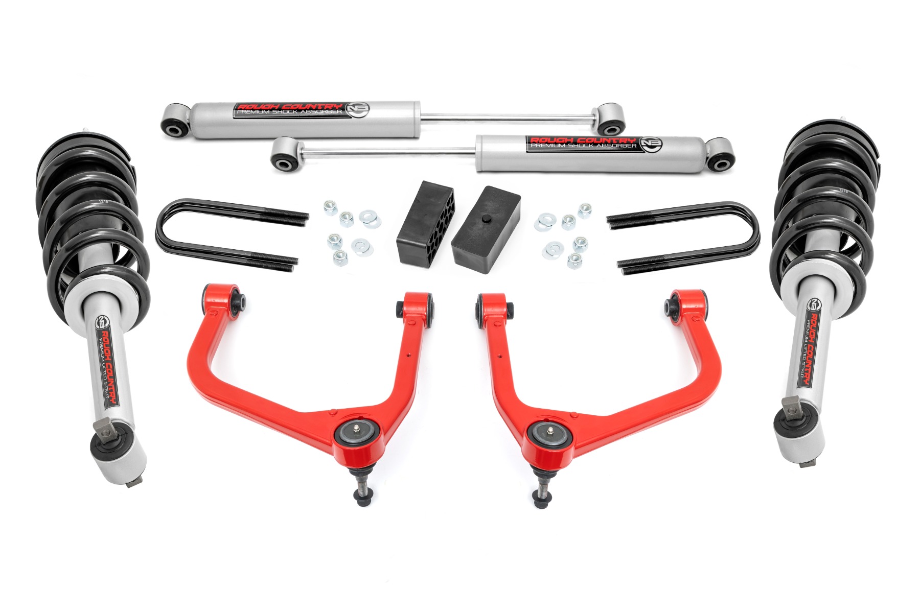 3,5-Zoll-Lift Kit | Einblattfeder hinten | N3-Federbeine | GMC Sierra 1500 (2019–2024) | Rote Ausführung