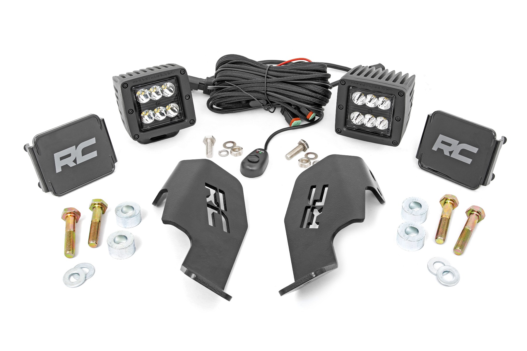 LED-Beleuchtungsset | Befestigung am Fahrgestell | 2 Zoll Schwarzes Paar | Honda Talon 1000